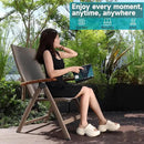 Adjustable Folding Chair, Indoor & Outdoor Balcony, Patio Porch, Garden Lawn, Pool, for Comfortable Foldable Chairs, Portable Cozy Recliner, Metal Frame with Teak armrest, Durable by GreenHaven Gardens
