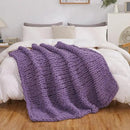 WESHIONGOO Chunky Knit Blanket Throw Knitted Throw Blankets for Couch Bed Fluffy Soft Blanket with Jumbo Chenille Yarn Thick 100% Handmade (Purple, 50"×60") by CozyNest Decor