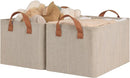 StorageWorks Storage Bins, Fabric Storage Bins for Shelves, Storage Baskets with Metal Frame, Closet Baskets and Bins with Handles, Brown and Beige, 2-Pack by CozyNest Decor