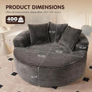 ovios 58" Oversized Round Chair Lounge Chaise Indoor, No Assembly Required, Cloud Large Circle Chair with Plush Fuax Fur, Fluffy Modern Sleeper Sofa Bed for Reading Yoga, Grey (Plush Corduroy Fabric) by CozyNest Decor