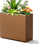 FENCY Metal Planter Box, Large Rectangular Planters for Outdoor Plants, Outdoor Tall Planters with Drainage Holes, Brown Metal Planters (30" L x 12" W x 24" H) by CozyNest Decor