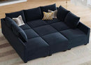 HONBAY Sectional Sleeper Sofa Velvet Sectional Sleeper Couch with Storage Modular Sleeper Sectional Sofa Couch for Living Room,Dark Blue by CozyNest Decor