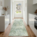 Runner Rug for Hallways Kitchen 2'6"x8' Washable, Non Slip Carpet 8ft Area Rugs Entryway Rubber Backed 8 Feet Neutral Abstract Modern Low Pile Indoor Green by TinyTreasures Baby Boutique