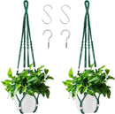 Augshy Macrame Plant Hangers Dark Green Hanging Planters for Indoor Outdoor Home Decor, Hanging Plant Holder No Tassels Set of 2 with 4 Hooks by GreenHaven Gardens