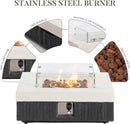 COSIEST 35" Outdoor Propane Fire Pit Table w Tank Cover & Wind Guard, Square Gas Fire Pit Table with Concrete & Wood Grain Design, 50000BTU CSA Certified Fire Tables for Patio, Backyard, Garden by GreenHaven Gardens
