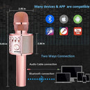 BONAOK Wireless Bluetooth Karaoke Microphone, 3-in-1 Portable Handheld Mic Speaker Machine for All Smartphones,Gifts to Girls, Boys Kids Adults All Age Q37(Champagne) by TinyTreasures Baby Boutique