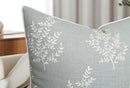 VAGMINE Embroidered Leaves Throw Pillow Cover - 18x18 Inches Square - 100% Cotton Robins Egg Decorative Cushion Cover - Coastal Inspired Leaf Stitch - Stylish Home Accent for Sofa, Couch, Bedroom by CozyNest Decor