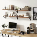 Floating Shelves 55 Inch Long, 10" Deep Floating Shelves, Walnut Wall Shelves 55 x 10, Set of 2, Wide Large Display Storage Shelves for Bathroom, Living Room, Rustic Wood Shelves with Brackets by CozyNest Decor