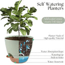 Giraffe Creation Plant Pots Set of 3 (12/10/9 inch), Self-Watering Indoor & Outdoor Flower Planters with Drainage Hole and Reservoir, Green by CozyNest Decor