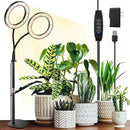 Dual Heads Grow Lights for Indoor Plant Full Spectrum, Desk Halo Plant Lights for Indoor Growing with 3/9/12 Timer, 5 Dimmable Levels,Height Adjustable 9.4-23.6",Strong Metal Base Happy Light by GreenHaven Gardens
