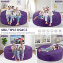6FT Bean Bag Chair, Large Bean Bag Chairs with Memory Foam Filled, Fluffy Beanbag Sofa with Dutch Velvet Cover, Round BeanBag Chairs for Living Room, Playroom - Purple by TinyTreasures Baby Boutique