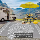 Pauwer Waterproof Outdoor Rug 8x10, Reversible Plastic Straw Patio Camping Rug, Indoor Outdoor RV Mat Carpet for Deck, Camper, Porch, Balcony, Backyard, Picnic, Floral Grey by GreenHaven Gardens