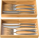 Silverware Tray for Drawer, Stackable Kitchen Bamboo Drawer Organizer 12" x 6" x 2" Set of 2 by CozyNest Decor