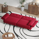 89” Futon Sofa Bed, Linen Comfy Futon Couch Bed with 2 Square Pillows, Convertible Sleeper Sofa with Adjustable Backrest& Armrests, Modern Loveseat Sleeper for Living Room, Bedroom, Red by CozyNest Decor