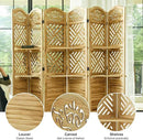 Room Divider with Shelves, 68.9inch Wood Carved and Louvered Wall Divider Freestanding, 6 Panels Folding Partition Screen for Bedroom Home Office (Natural) by CozyNest Decor