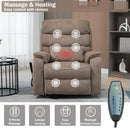 Power Lift Recliner Chair for Adults Elderly Lay Flat Velvet Recliners with Massage Heating, Extended Footrest, Wireless Charging Device, USB Ports, Cup Holder, Lumbar Pillow by CozyNest Decor