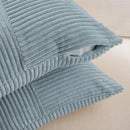 Fancy Homi Set of 2 Light Blue Euro Decorative Throw Pillow Covers 28x28 Inch for Bedroom Couch Bed, Farmhouse Boho Home Decor, Soft Cross Corduroy Patchwork Textured Square Cushion Case 71x71 cm by CozyNest Decor