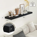 Black Floating Shelves for Wall - 55 Inch Wide x 12 Inch Deep Wall Shelves Set of 1 - Rustic Black Wood Shelves for Living Room, Bathroom, Laundry Room, Bedroom, Kitchen, Home Office by CozyNest Decor