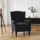 UIXE High Back Accent Chairs Set of 2, Upholstered Armchair in Fabric, Retro Wingback Arm Chair for Living Room, Comfy Single Sofa Bedroom Reading Seat with Solid Wood Legs - Black Blue by CozyNest Decor