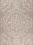 Medallion Outdoor Rug 5x7 Washable Outside Carpet for Indoor Patio Porch Waterproof Easy Cleaning Non Shedding Area Rugs Beige 5 x 7 by CozyNest Decor