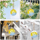 VCUTEKA Hanging Garden Gazing Ball, Hand-Blown Glass Witch Ball for Outdoor Garden Décor, 6" Blue Yellow Swirl by CozyNest Decor