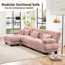 Pink 3-Seater L-Shaped Cloud Couch, Oversized Loveseat Sectional Sofa with Ottoman, Chenille Fabric, Modern Style by CozyNest Decor
