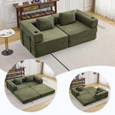 78" W Loveseat Sofa, 4 in 1 Convertible Floor Sofa Bed, Boneless Cloud Couch with Cup Holder, Fold Out Floor Couch, Loveseat Recliner Sleeper for Living Room Bedroom Lounge(Corduroy, White) by CozyNest Decor