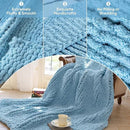 Chunky Knit Blanket - Luxury Soft Cozy 50 * 60 Throw Blanket,100% Woven Blanket Rope Knot Throw Blanket for Couch, Sofa, Home Decor, Gift - Machine Washable（Light Blue） by CozyNest Decor