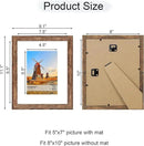 8x10 Picture Frame Set of 4, 8 x 10 Wood Photo Frames with Mat for 5x7, Natural Wooden Frame with Real Glass Cover for Wall and Tabletop Display,Rustic Brown by CozyNest Decor