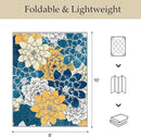 GENIMO Indoor Outdoor Area Rug 8' X 10' Waterproof, Washable Patio Rug Non Shedding, Easy Cleaning Floral Outdoor Carpet for Living Room, Bedroom, Dining Room, Balcony, Backyard, Deck, RV, Blue by GreenHaven Gardens