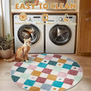 jinchan Round Rug 5ft Kids Washable Rug Indoor Floor Cover Non-Slip Soft Elementary School Classroom Modern Colorful Diamond Carpet for Nursery Daycare Bedroom Playroom Living Room Confetti on Cream by CozyNest Decor