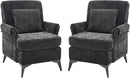 KCC Mid-Century Accent Chairs Set of 2,Chenille Modern Upholstered Single Sofa,Cozy Armchair with Back for Bedroom/Office/Cafe,Black by CozyNest Decor