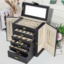 AKOZLIN Large Jewelry Box Organizer Functional Lockable with Big Mirror, Leather Jewelry Storage Case for Women Girls Ring Necklace Earring Bracelet Holder Organizer by TinyTreasures Baby Boutique