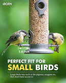 iBorn Metal Bird Feeder Hanging Wild Bird Seed Feeder for Mix Seed Blends Heavy Duty All Metal Silver Finish,14 Inch 6 Port(Seed is not Included) by CozyNest Decor