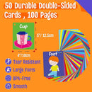 50 PCS Kid First Cognitive Flashcards,Double Sided Printed 7 in 1 Colorful Cards Alphabet,Numbers, Foods,Animals,Shapes,Colors with 3 Reclosable Rings,Learning Tool for Pre-K Kindergarten Toddlers by TinyTreasures Baby Boutique