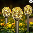 SOLPEX Solar Garden Lights String - 3 Pack Warm White, Solar Powered Cracked Glass Ball, Waterproof for Outdoor & Patio Decoration by GreenHaven Gardens