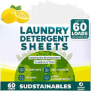Sudstainables Laundry Detergent Sheets (60 Loads) – Eco-Friendly, Zero Waste, Plastic-Free Laundry Washing Machines Soap Sheets; Dissolvable, Space-Saving Strips for Travel (Lemon) by CozyNest Decor