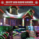 Christmas Rope Lights Outdoor, 50Ft 600 LED Red White Green String Light, Waterproof Tube Light Plug in 8 Modes Timer Memory, Permanent Christmas Lights for Tree Fence Garden Party Decorations by GreenHaven Gardens