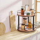 Lazy Susan Organizer 2 Tier - Turntable Spice Rack for Table Top, Wooden Rotating Lazy Susan for Cabinet Pantry Kitchen Countertop Dining Table Cupboard Bathroom Vanity Storage by CozyNest Decor