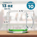 Libbey Clear Glass Coffee Mugs 13 oz. Set of 10, Bulk Pack - Perfect for Coffee, Tea, Espresso, Hot Cocoa, Other Beverages - Green Bottom by TinyTreasures Baby Boutique