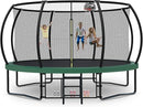 Tatub Large Trampolines Outdoor 10 12 14 15 16FT for Kids and Adults,Outdoor Recreational Pumpkin Trampolines with Curved Poles and Safety Enclosure Net, Basketball Hoop, Ladder by TinyTreasures Baby Boutique