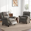 UIXE Pushback Recliner Chairs Set of 2, Faux Leather Armchair Push Back Accent Chair for Living Room, Rivet Trim Club Arm Chair Overstuffed Home Theater Single Sofa Reading Seat with Footrest - Gray by CozyNest Decor