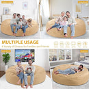 7FT Bean Bag Chair, Large Bean Bag Chairs with Memory Foam Filled, Fluffy Beanbag Sofa with Dutch Velvet Cover, Round BeanBag Chairs for Living Room, Playroom - Khaki by TinyTreasures Baby Boutique