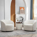 KINWELL 34" Boucle Swivel Barrel Chair with 18" Round Ottoman Set, Fully Assembled Set of Sherpa Accent Chair and Footrest, Modern Comfy Armchair and Footstool for Living Room and Bedroom, Cream by CozyNest Decor