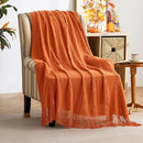 MIULEE Burnt Orange Knitted Throw Blanket for Couch Boho Textured Cozy Woven Blanket with Tassels for Sofa Chair Bed Living Room Fall Home Decor Farmhouse Acrylic Wave Pattern 50"x60" by CozyNest Decor