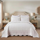 MarCielo 100% Cotton Quilt Set White Lightweight Bedspread with Scalloped Edge, Farmhouse Vintage Bedding, All Season Use(TC Off-White,Queen (96"x102")) by CozyNest Decor