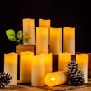 Flameless Candles Flickering LED Candles Set of 12 (D:2.2" X H:5") Ivory Real Wax Pillar Battery Opeated Candles with 10-Key Remote and Cycling 24 Hours Timer by CozyNest Decor
