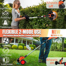 Electric Weed Wacker Eater Cordless Battery Powered, Weed Trimmer 4.0Ah Lightweight No-String with 2 Battery Operated & Wheels, 3 in 1 Stringless Grass Trimmer/Edger/Brush Cutter for Garden Yard Lawn by GreenHaven Gardens