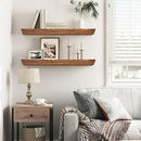 24"x6.8"x1.6" Slanted Floating Wall Shelves 2-Pack - Rustic Brown Finish, Heavy-Duty Solid Wood Design with Hidden Brackets - Perfect for Living Room, Kitchen, Bathroom, or Office by CozyNest Decor