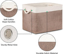 Bidtakay Large Storage Baskets with Handles for Organizing 16" x 11.8" x 11.8" Rustic Shelf Baskets [2-Pack] Foldable Clothes Baskets Fabric Collapsible Bins for Closet (White&Earthy Brown) by TinyTreasures Baby Boutique